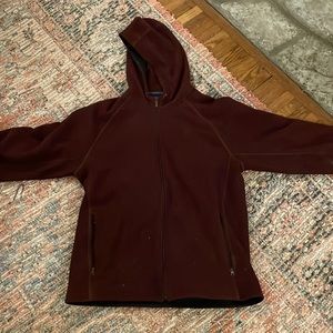 Large Maroon/purple mountain hardware fleece hooded sweatshirt